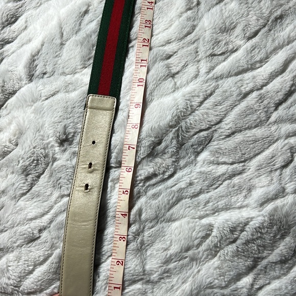 Gucci Web Belt Cream Leather Canvas with G Buckle - Picture 10 of 10